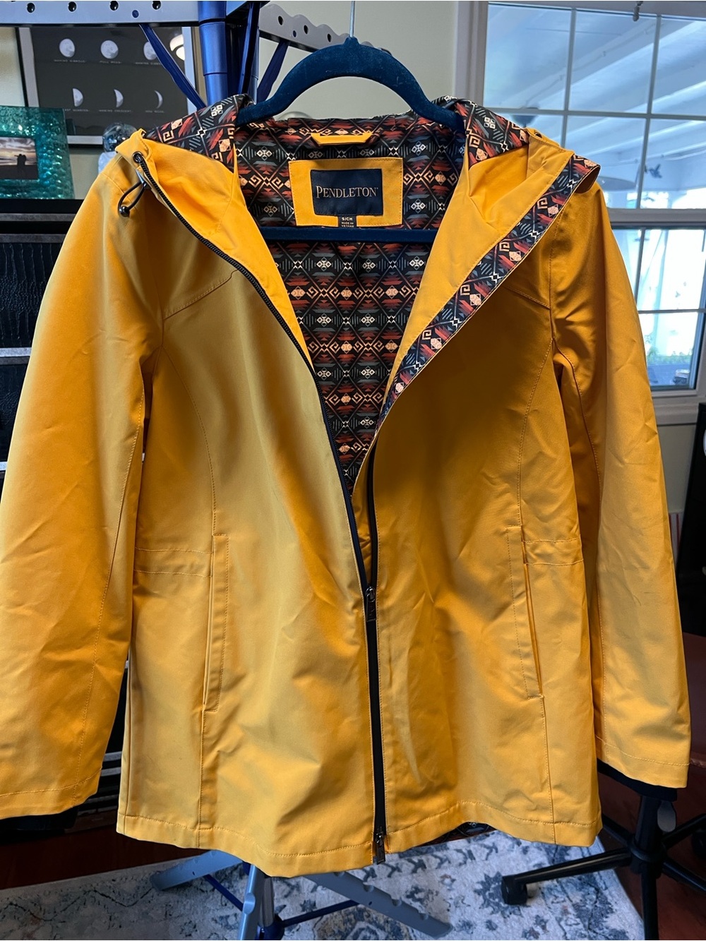 Pendleton Mustard Hooded Trench/Rain Coat size Small